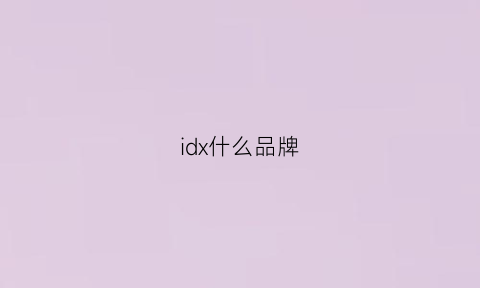 idx什么品牌(idx是什么牌子)