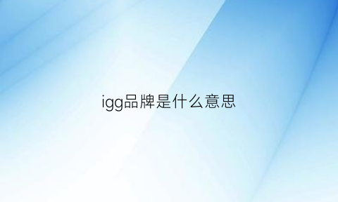 igg品牌是什么意思(igg品牌是什么意思呀)