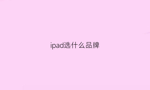 ipad选什么品牌