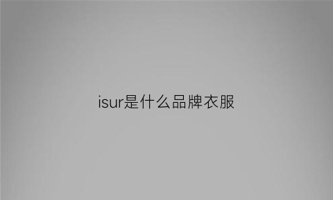 isur是什么品牌衣服(isun是什么牌子)