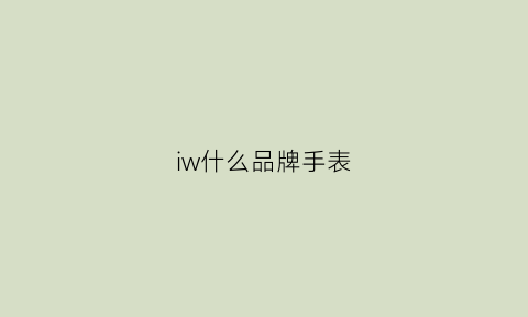 iw什么品牌手表