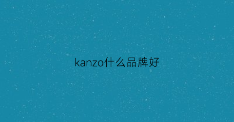 kanzo什么品牌好(kanzo什么档次)