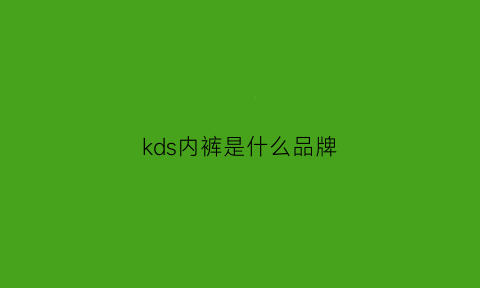 kds内裤是什么品牌