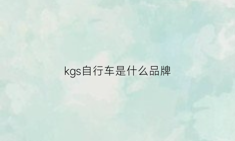 kgs自行车是什么品牌(kr自行车什么品牌)