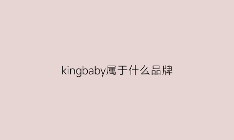 kingbaby属于什么品牌(kingbaby价位)