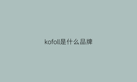 kofoll是什么品牌(konfor是什么牌子)