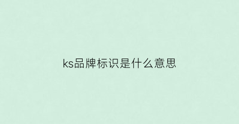 ks品牌标识是什么意思(ks是个什么牌子)