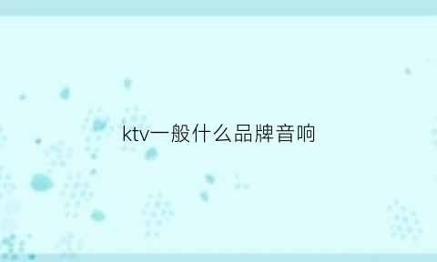 ktv一般什么品牌音响(ktv音响什么品牌好)