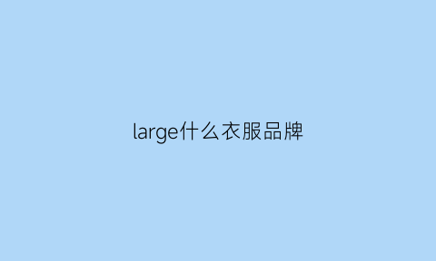 large什么衣服品牌(large是哪国品牌)