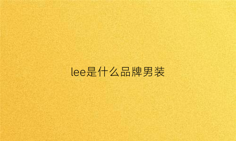 lee是什么品牌男装(lee是什么牌子贵不贵)