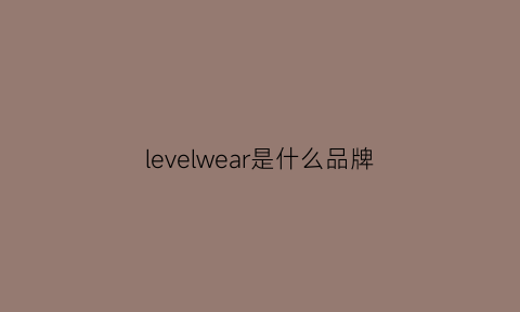 levelwear是什么品牌(level是哪国品牌)