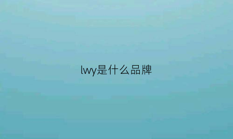 lwy是什么品牌(lwqysj是什么牌子)