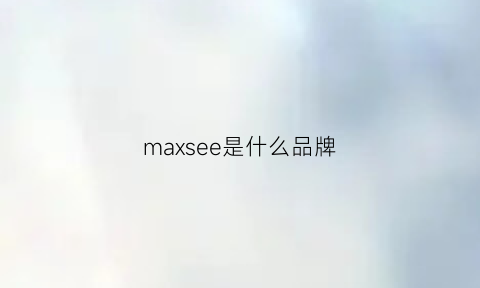 maxsee是什么品牌(maxscend是什么品牌)