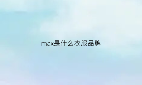 max是什么衣服品牌