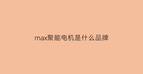 max聚能电机是什么品牌