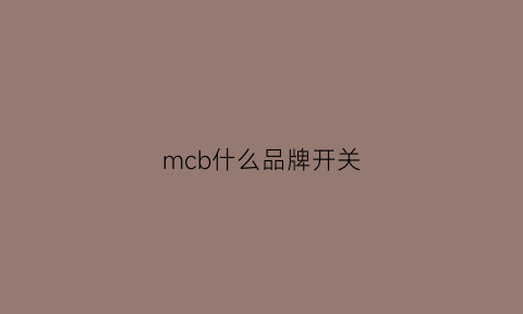 mcb什么品牌开关