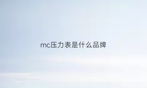 mc压力表是什么品牌(smc压力表hhh)