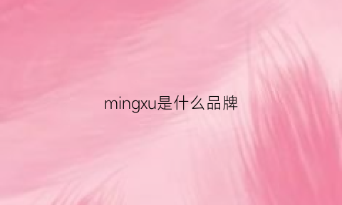 mingxu是什么品牌(mingo是什么牌子)