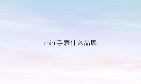 mini手表什么品牌(minimal手表)