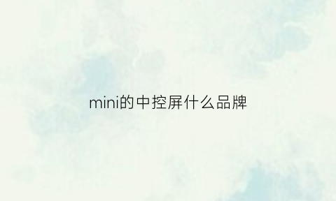 mini的中控屏什么品牌(mini中控屏是触摸屏吗)