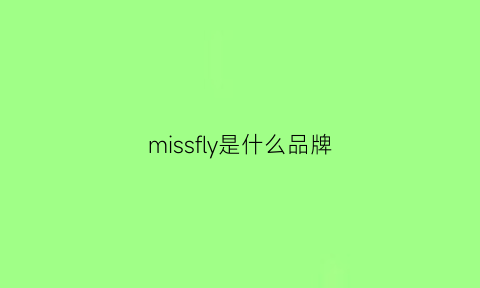 missfly是什么品牌(missflyer是什么品牌)