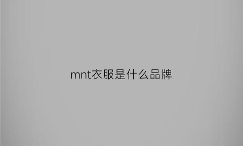 mnt衣服是什么品牌