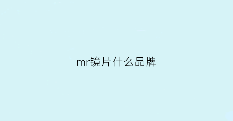 mr镜片什么品牌(mr镜片什么品牌好一点)