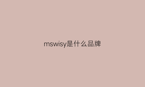 mswisy是什么品牌(msy是什么牌子)