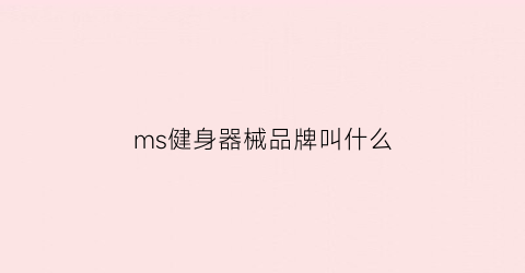 ms健身器械品牌叫什么(ms是什么健身器械品牌)