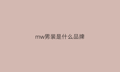 mw男装是什么品牌(mwami男装)