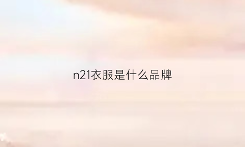 n21衣服是什么品牌