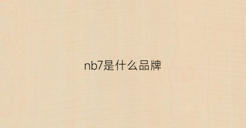 nb7是什么品牌(nb7是什么意思)