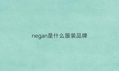 negan是什么服装品牌(ne是什么牌子)