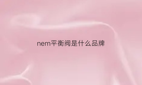 nem平衡阀是什么品牌