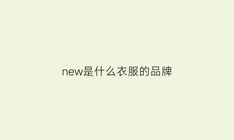 new是什么衣服的品牌(new是什么衣服的品牌啊)