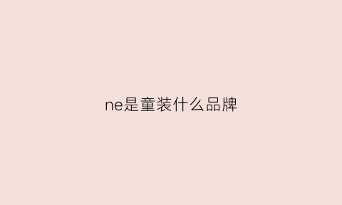 ne是童装什么品牌