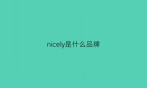 nicely是什么品牌(nice是什么牌子)