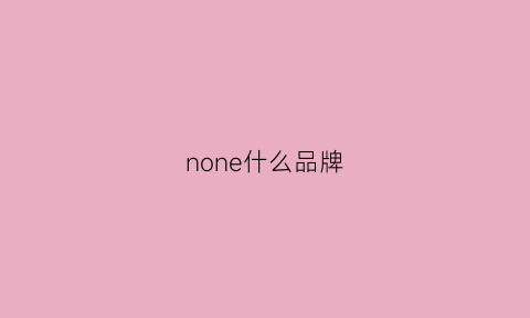 none什么品牌