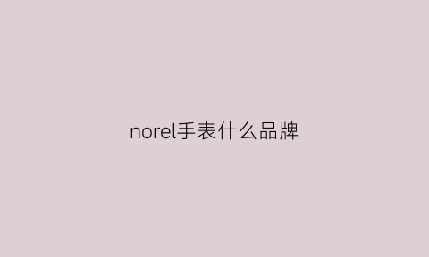 norel手表什么品牌(nord是什么牌子手表)