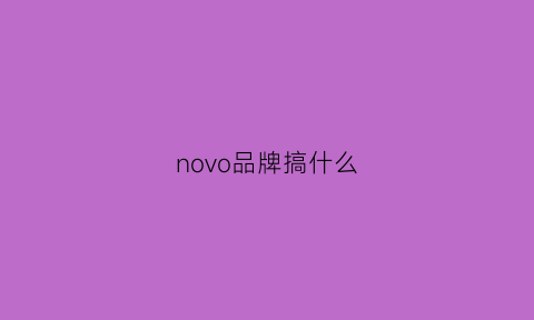 novo品牌搞什么(novo牌子是什么档次)