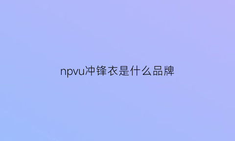 npvu冲锋衣是什么品牌