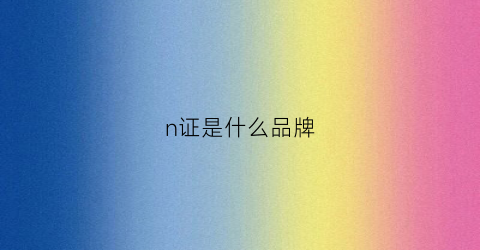 n证是什么品牌(n开头的证书)