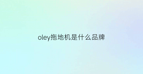 oley拖地机是什么品牌(alee拖地机怎么样)