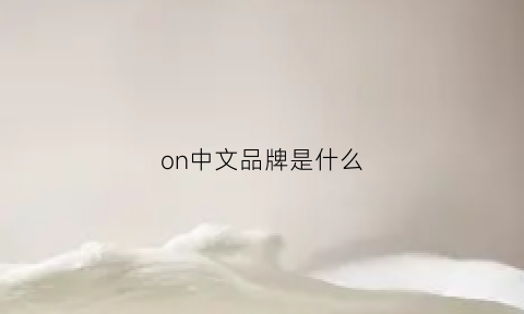 on中文品牌是什么(onon品牌)