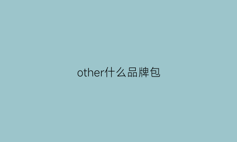 other什么品牌包(other这个牌子怎么样)