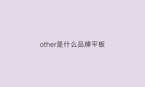 other是什么品牌平板