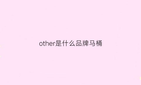 other是什么品牌马桶