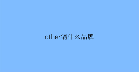 other锅什么品牌(theother品牌)