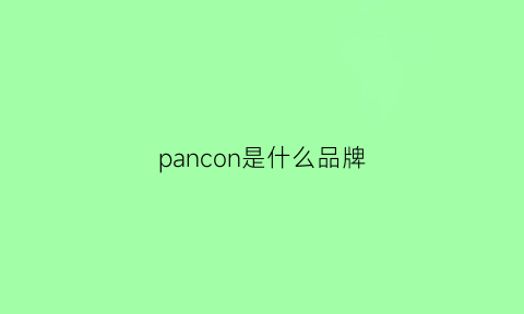 pancon是什么品牌(panaconic是什么品牌)