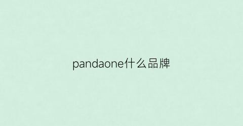 pandaone什么品牌(pandas是什么品牌)